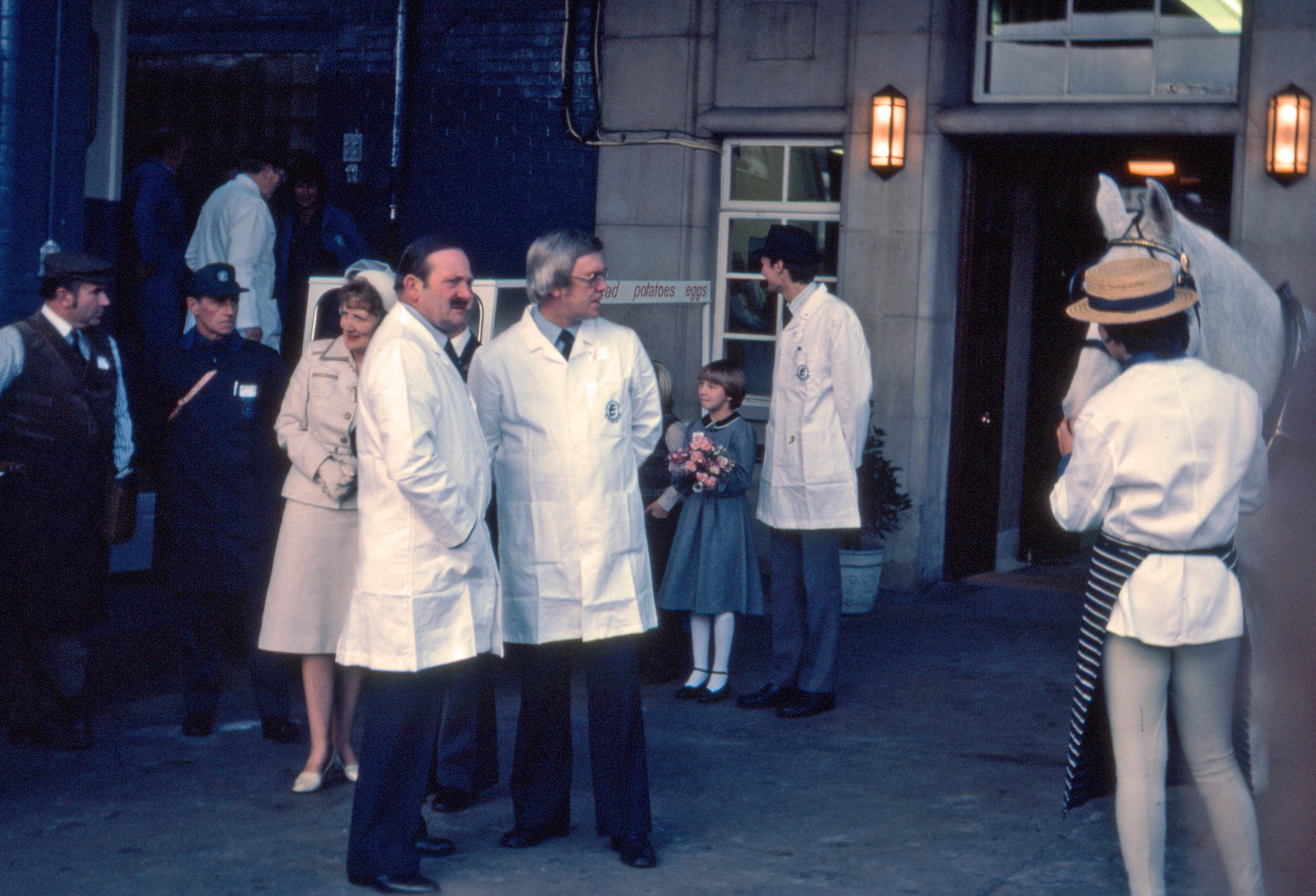 1980 JIM HODGES AND KEITH FARRELL (Waiting for Princess Anne to arrive, outside the front entrance at South Morden)