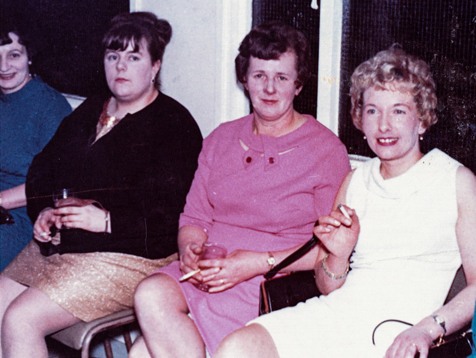1960 Minsterley "Mary Rowsory(?), Joy Roberts" Janice Davies identifies Mrs Winnie Carswell(far left), Phyllis Ingram, Mrs Luther and Joyce Roberts. (Joe Lyons Collection)