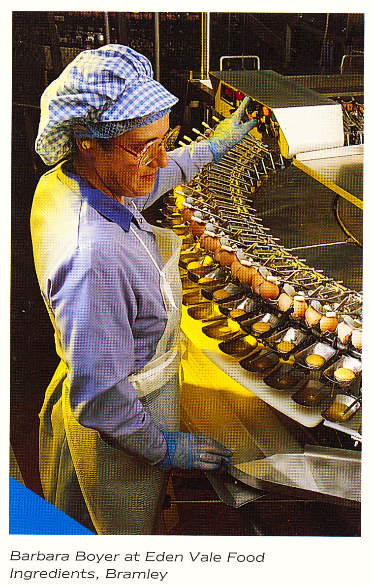 1993 Eden Vale Food Ingredients, Bramley with Barbara Boyer as machine operator. (Express Dairy Tales Archive)