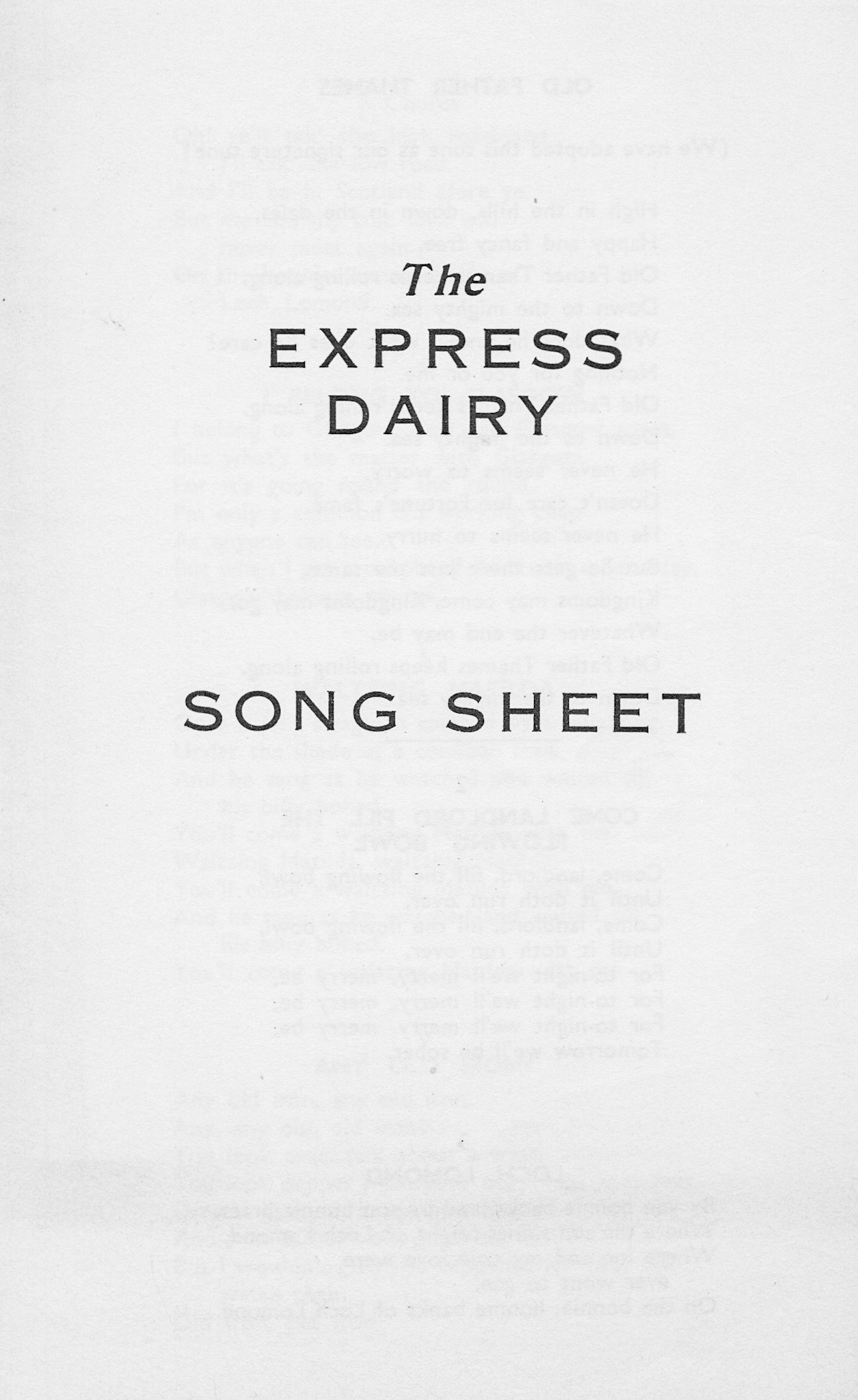 1957 Express Song Sheet - a real 'Blast from the Past'