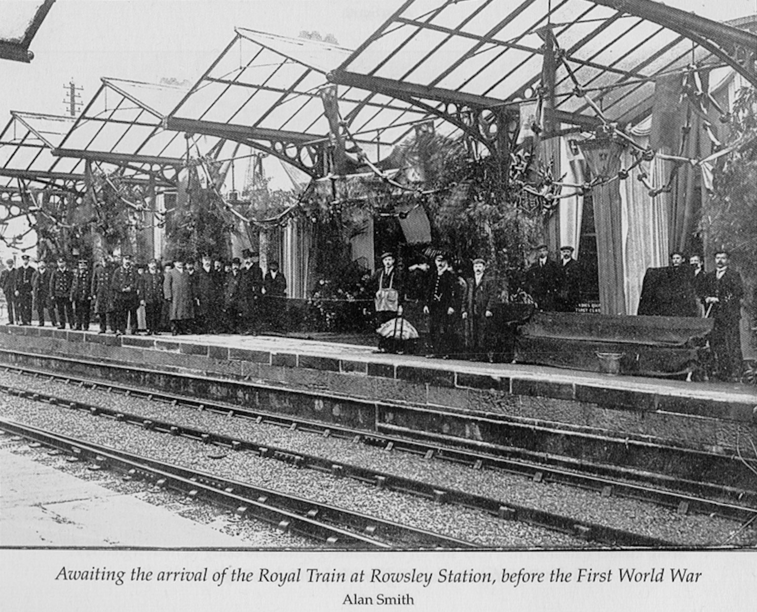 1933 Royal train about the arrive at Rowsley station for a visit to Chatsworth House. (Courtesy 'Dales Life in the Devonshire and Rutland Villages' by Keith Taylor, County Books, image by: Alan Smith)