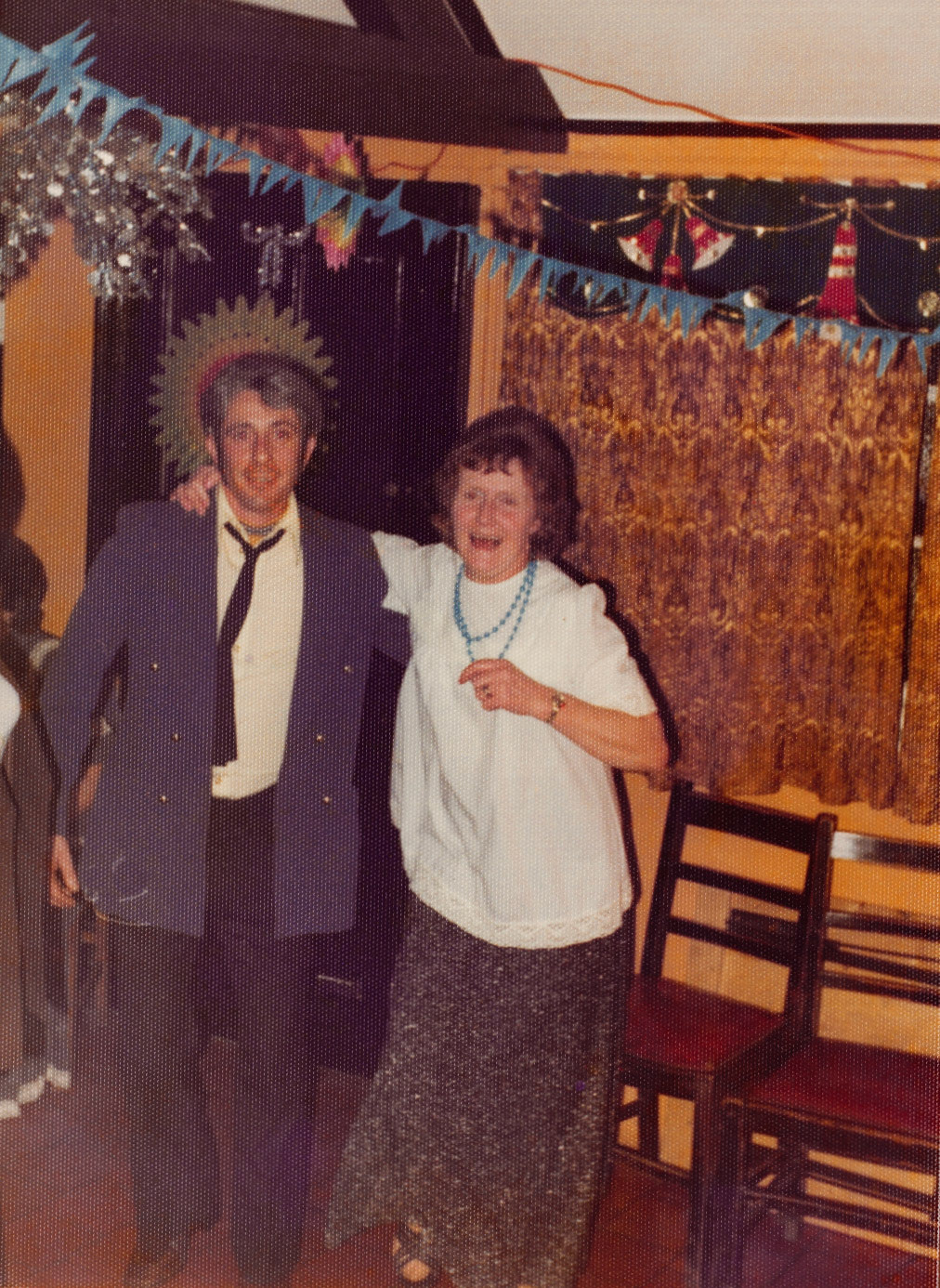 198? Minsterley Christmas Party. Lorraine Fletcher says "Aww Auntie Irene (Sayce), wish mum was still alive to see this. A lovely fun lady ❤️" Betty Sayce adds "Malcolm Williams Ahh Lovely Memories 💕" (Joe Lyons Collection)