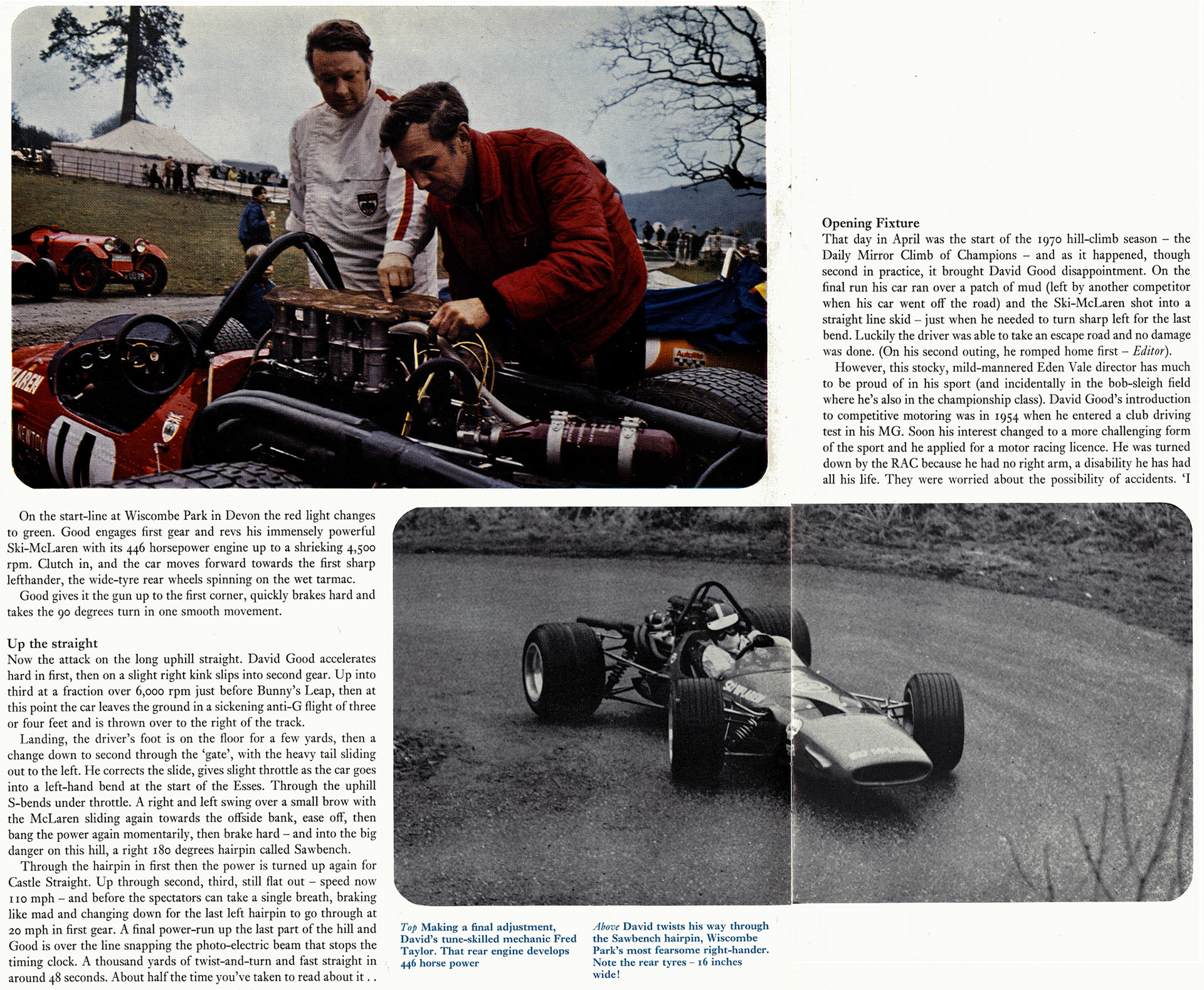 1970 David Good (Tony Good's brother), Eden Vale Commercial Sales Director with his Ski McLaren race car (Courtesy Doreen Williams)