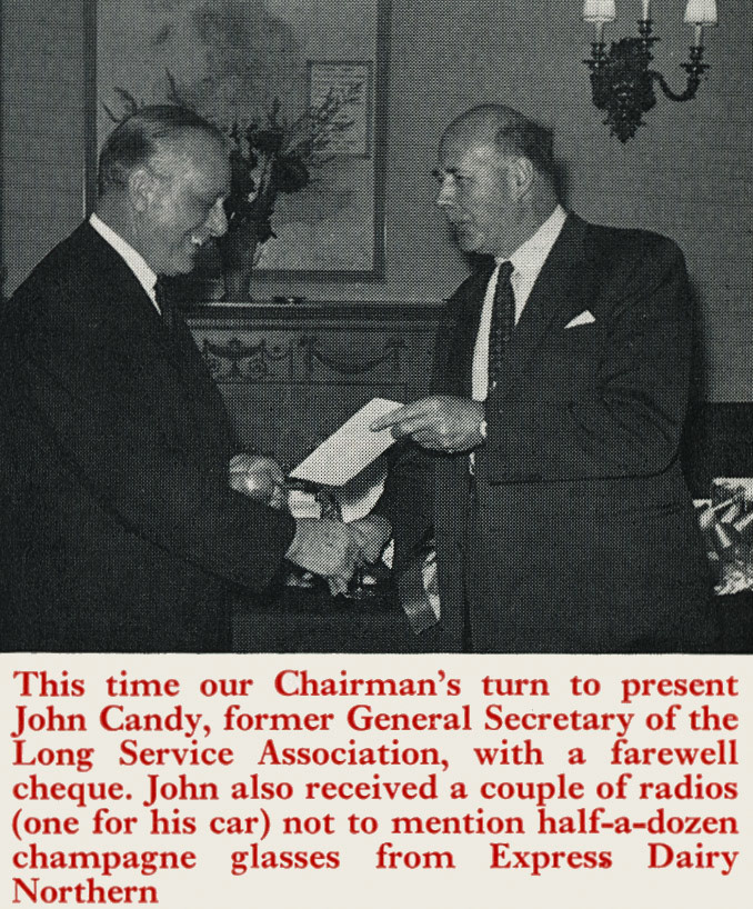 1971 Presentation for John Candy's retirement from General Secretary of the Long Service Association. (Express News Christmas)
