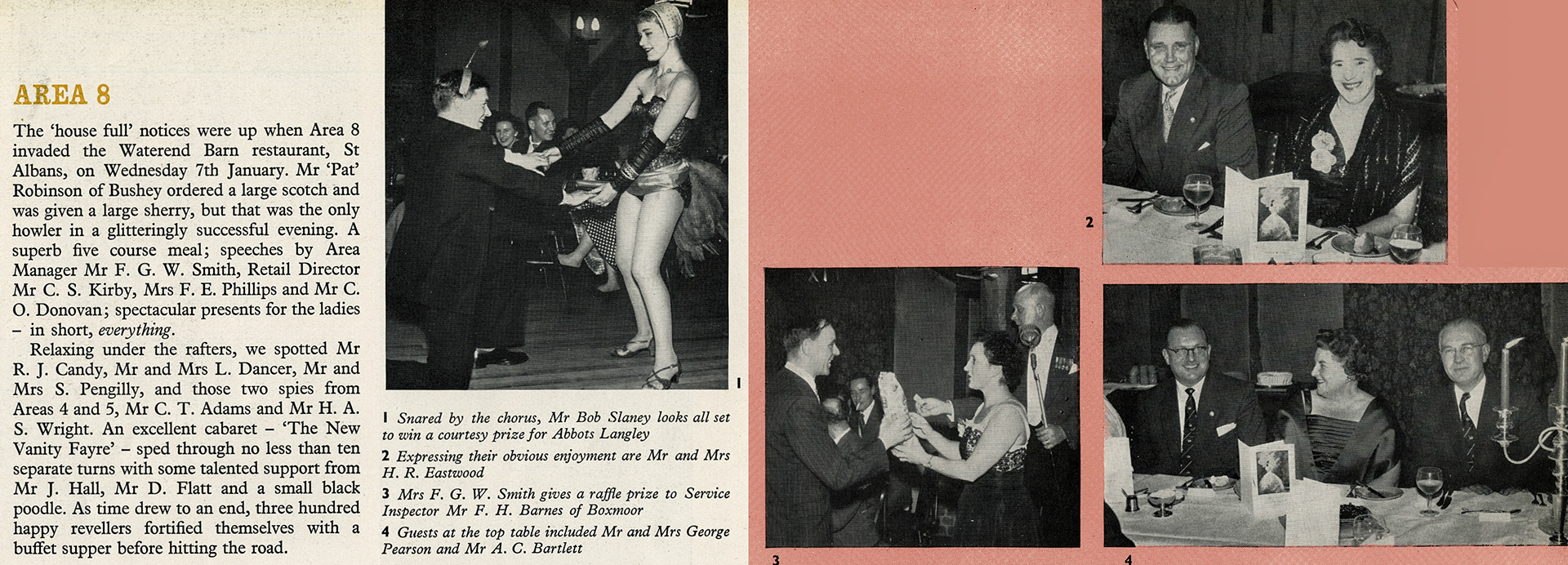 1959 Company Dinner at the Waterend Barn, St Albans.  (Express News March)