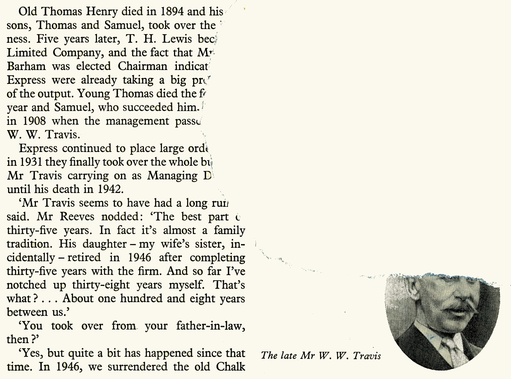 1958, 104 Not Out-T. H. Lewis Limited have been in business for over a century - Page 3 [damaged] (From Express News 1958-September)
