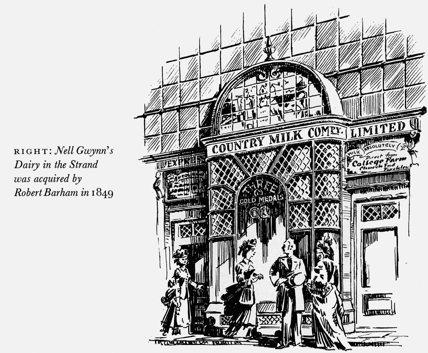 Express Journey (Book) 1964 - Nell Gwynn's Dairy in the Strand was acquired by Robert Barham in 1849