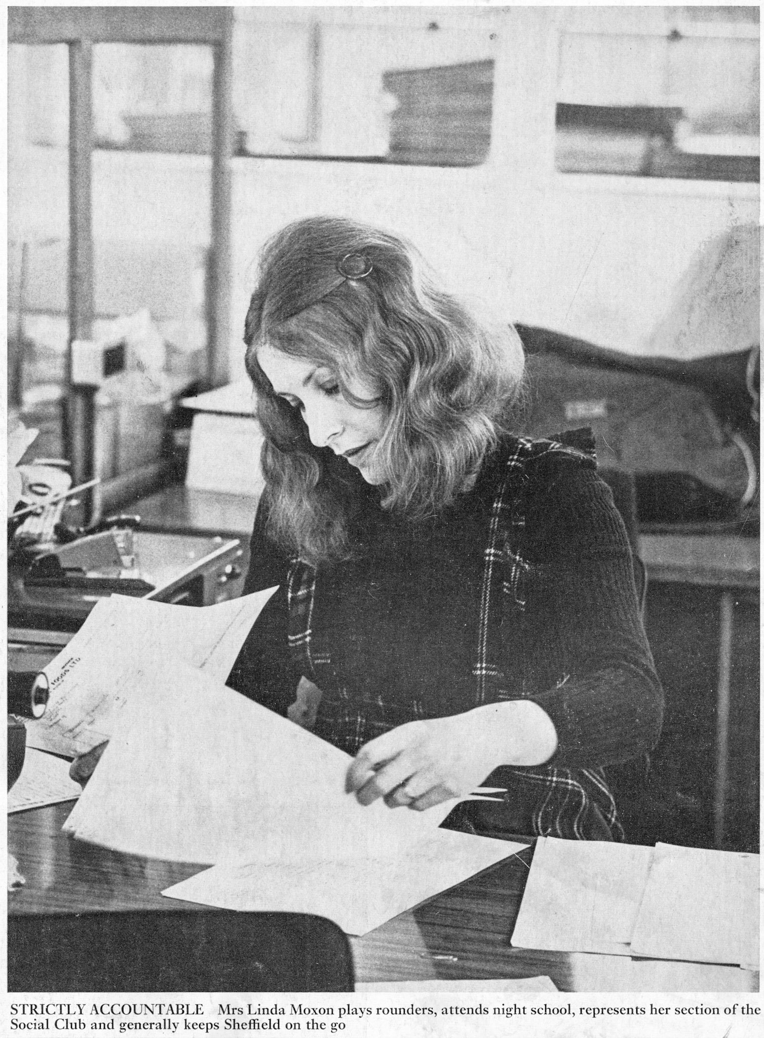 1973 Linda Moxon, Secretary to Alan Benison, head of Northern Region's Accounts Department in Sheffield.