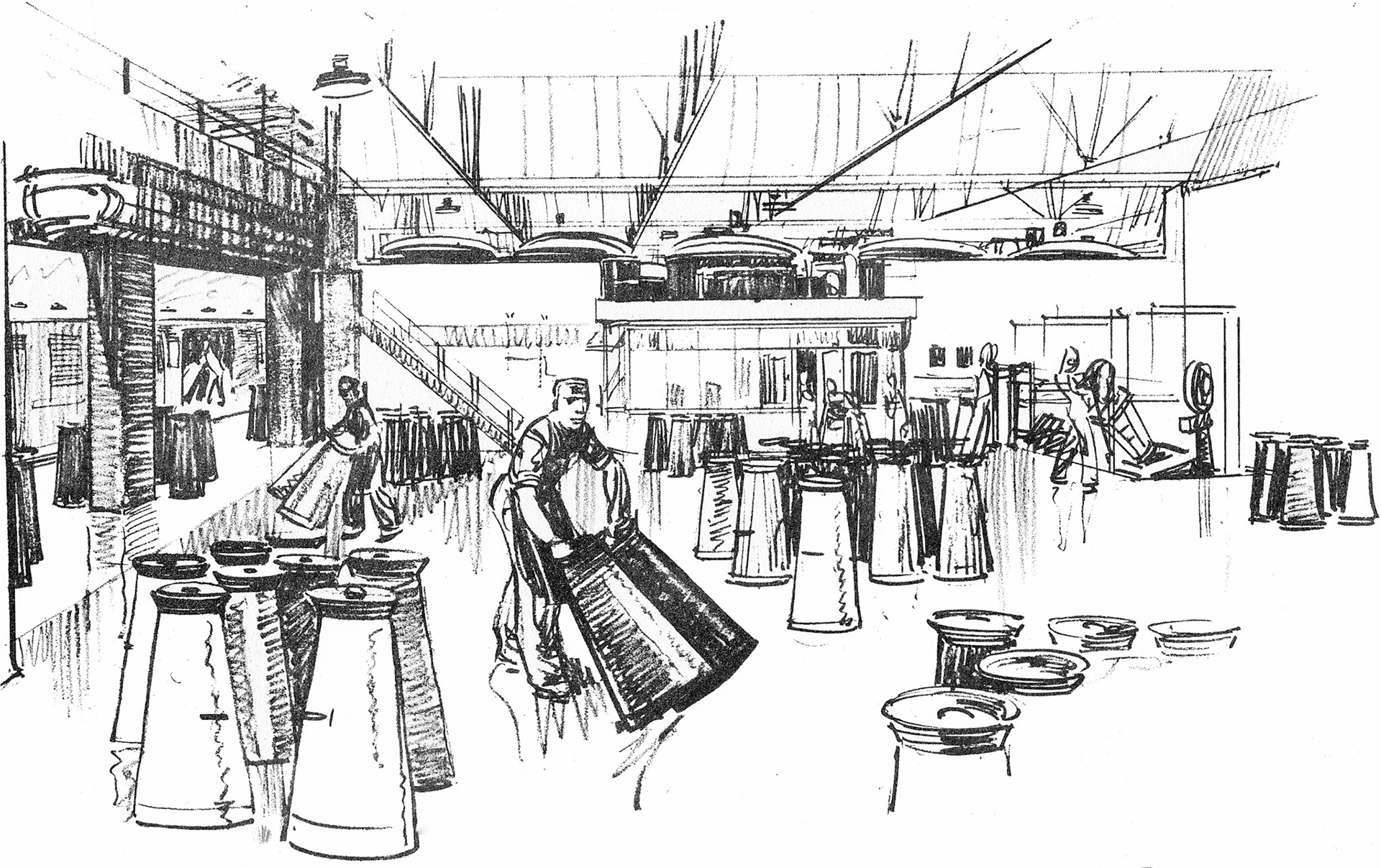 1930 Cricklewood Opening Brochure Illustration-Unloading Churns