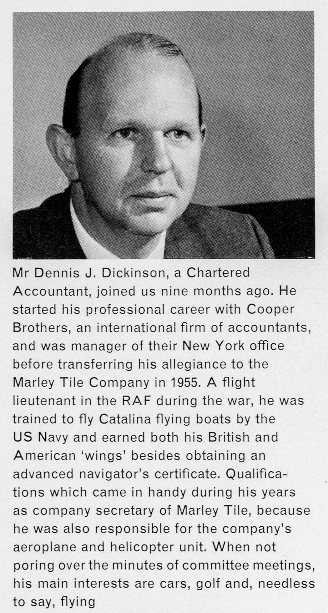 1962 Recent Appointments-Mr Dennis Dickenson, Company Secretary. (Express News Autumn)