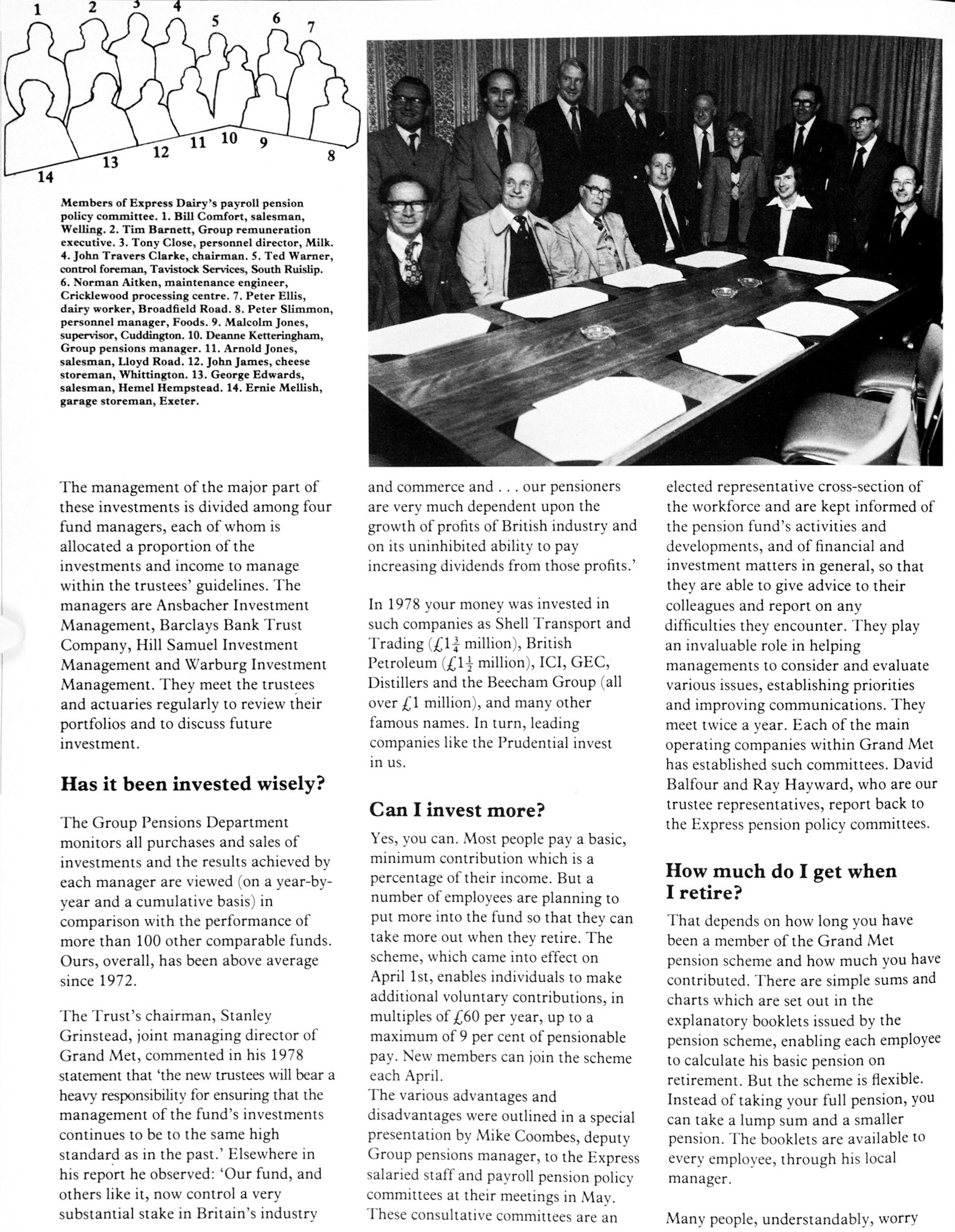 1979 Feature article about the Grand Met Pension scheme. (Express News Autumn)