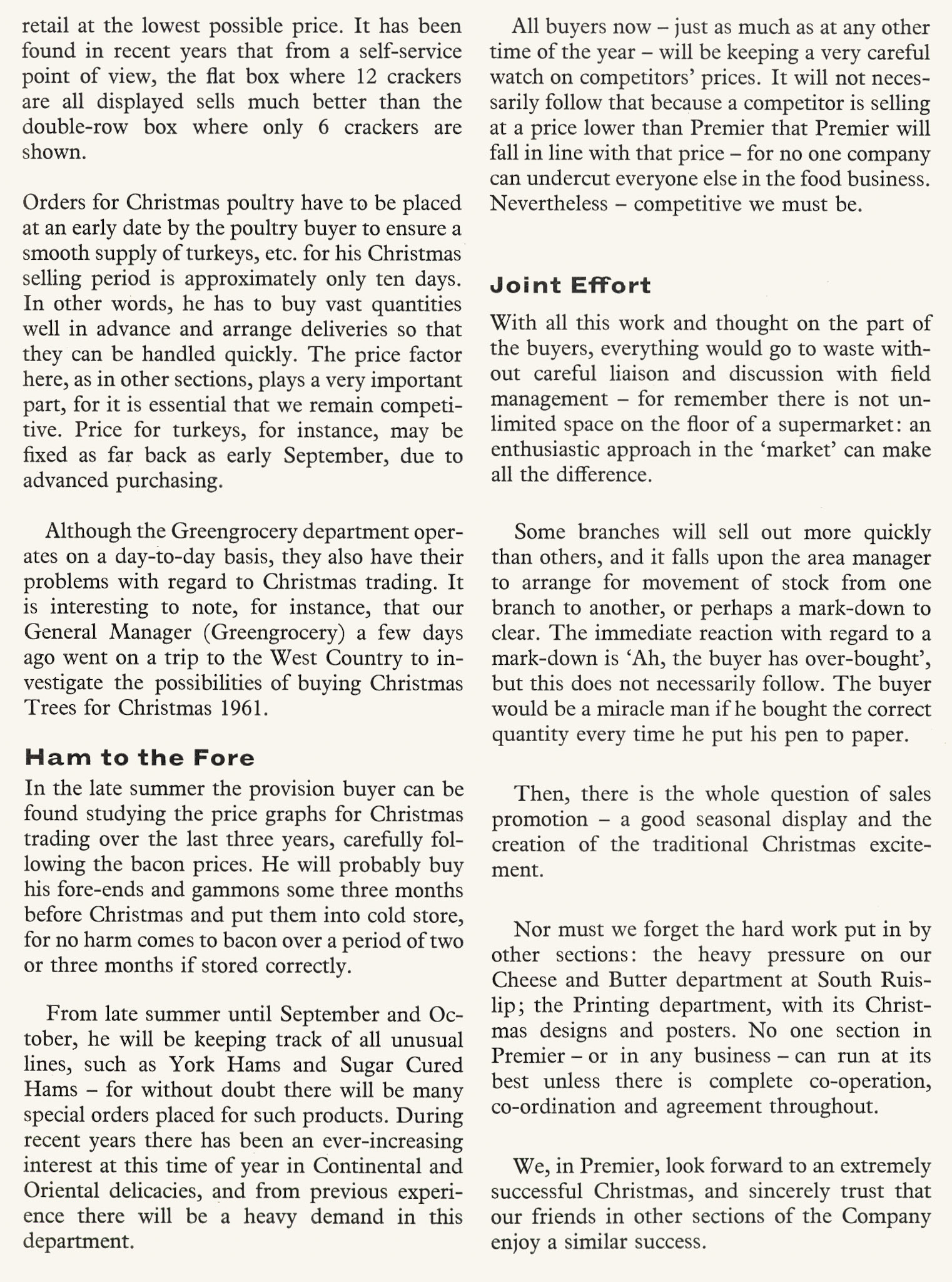 1960 Premier Supermarkets Merchandising Manager L.S. Sampson explains the Christmas purchasing process. (Express News Christmas)