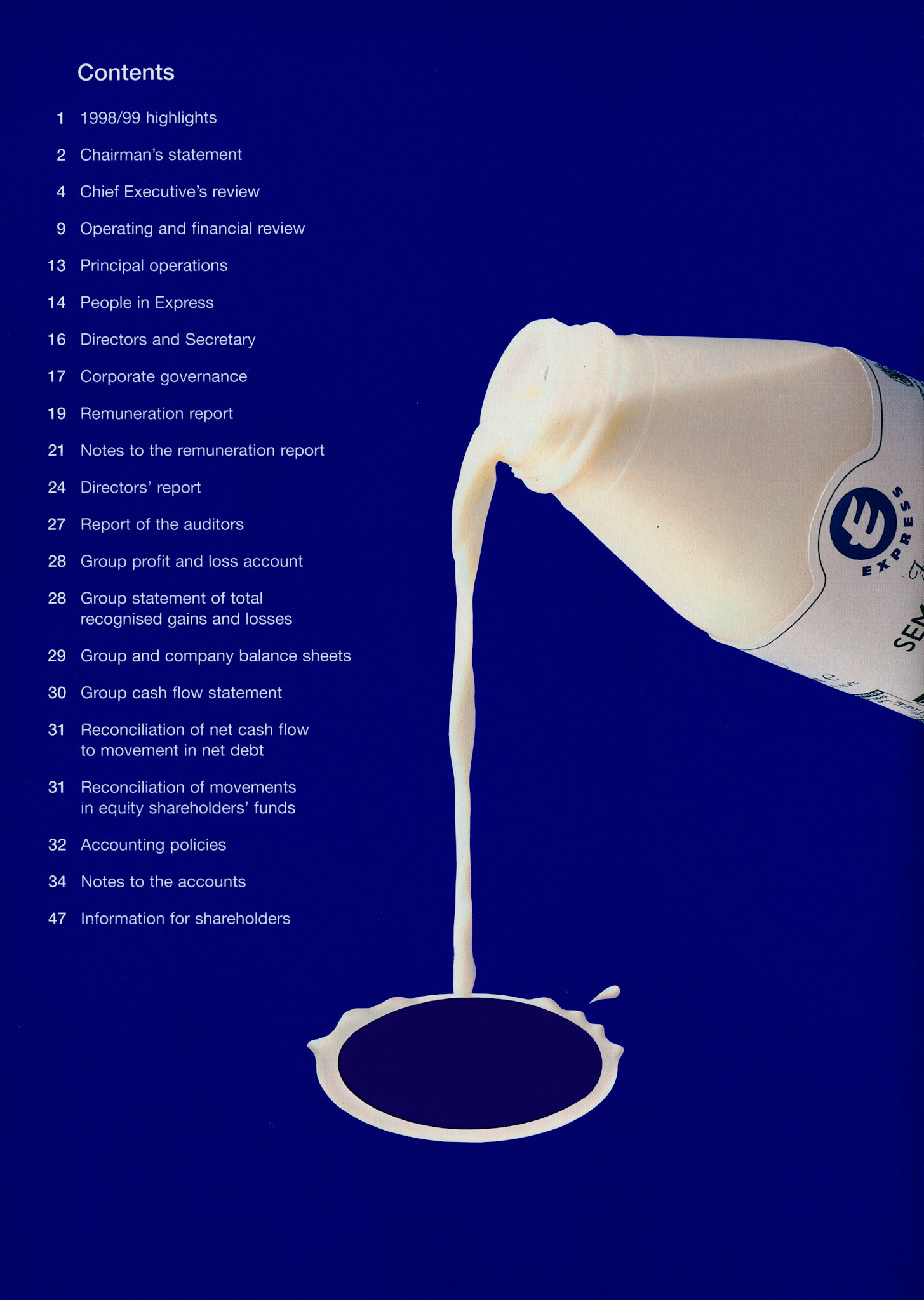 1999 Express Dairies plc Annual Report Inside Cover (Courtesy Paul Smith)