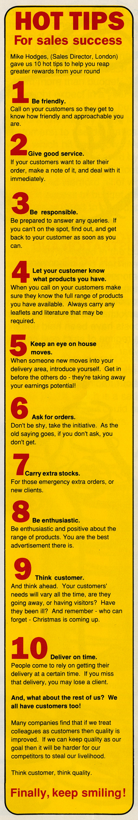 1989 Mike Hodges suggests hot tips for sales success (Tops Magazine-First Edition)