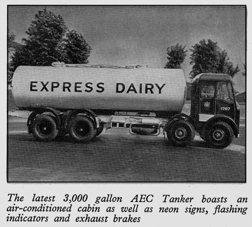 1956 3000 gallon AEC articulated tanker: from album showing 30 years of progress in transport fleet. (Express News July)