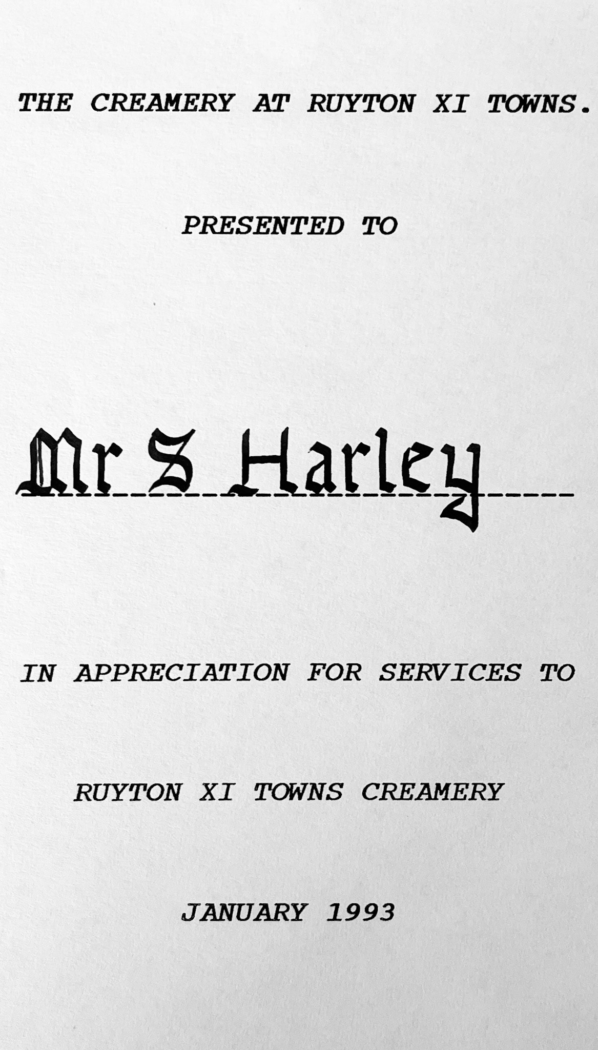 1993 Steve Harley's presentation video about Ruyton Creamery