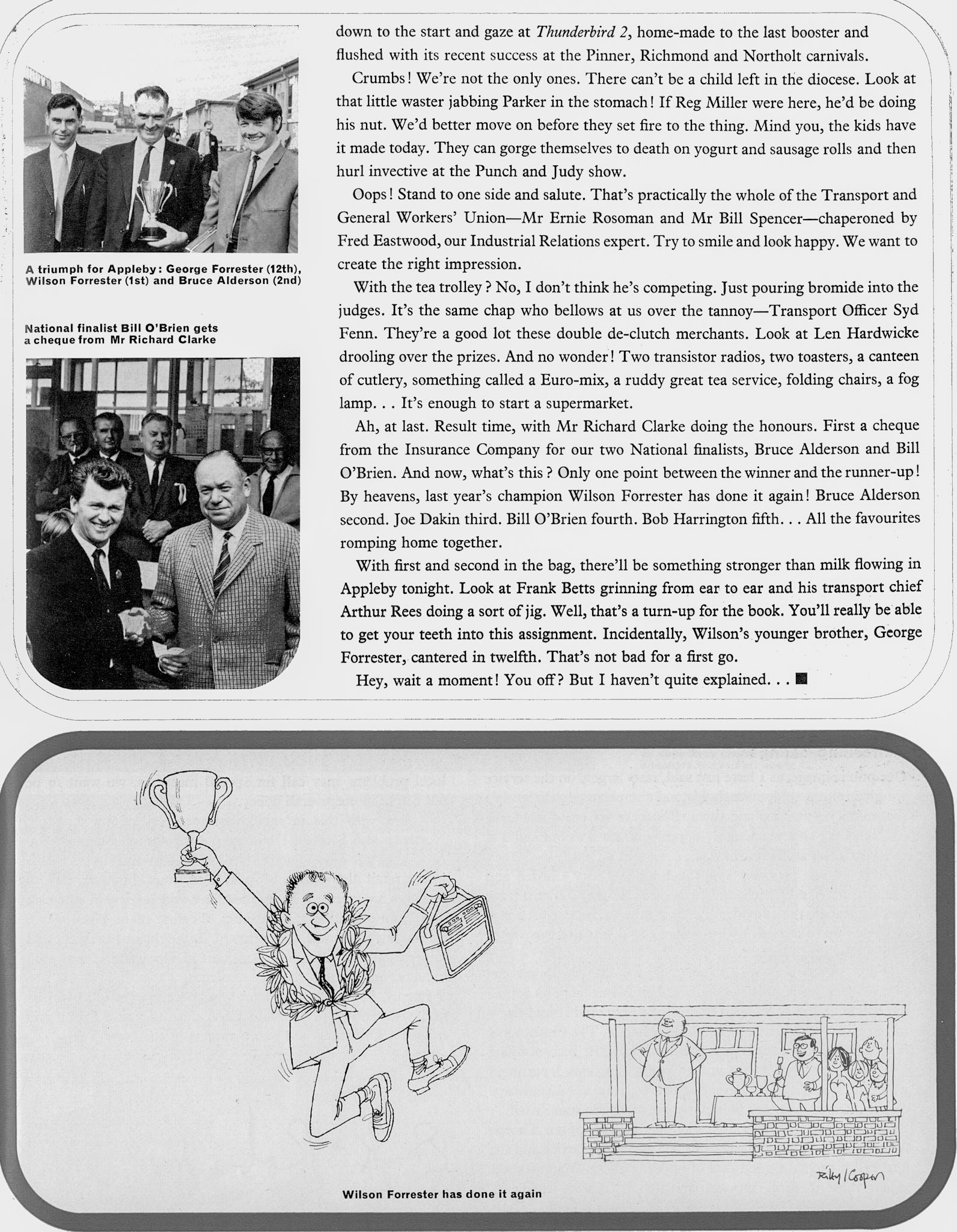 1967 Driver of the Year, South Ruislip. Extract from article with cartoons. Page 3 (Express News Autumn 1967)