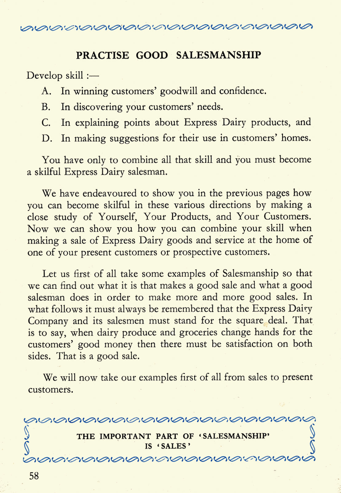 1956 Express Salesman's Manual, Fourth Edition published 1954, presented to Roger Gillard, Orpington Depot