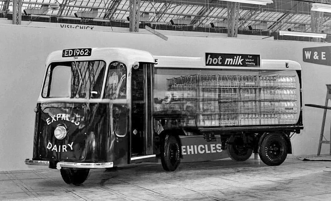 1962 Wales and Edwards float being prepared for exhibition (Earls Court?).  (Courtesy Express Dairy Memories FB Group)