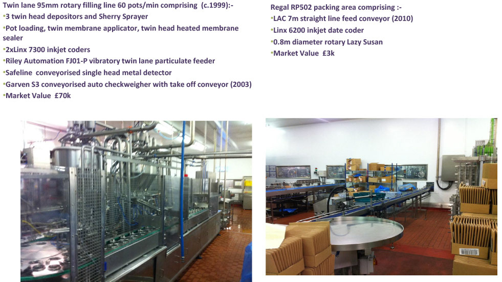 2012 Minsterley: Desserts Filling Equipment-Regal RP502 95mm filling and packing line.  (Greencore Asset Sale on purchase by Muller, Courtesy Paul Bloor)