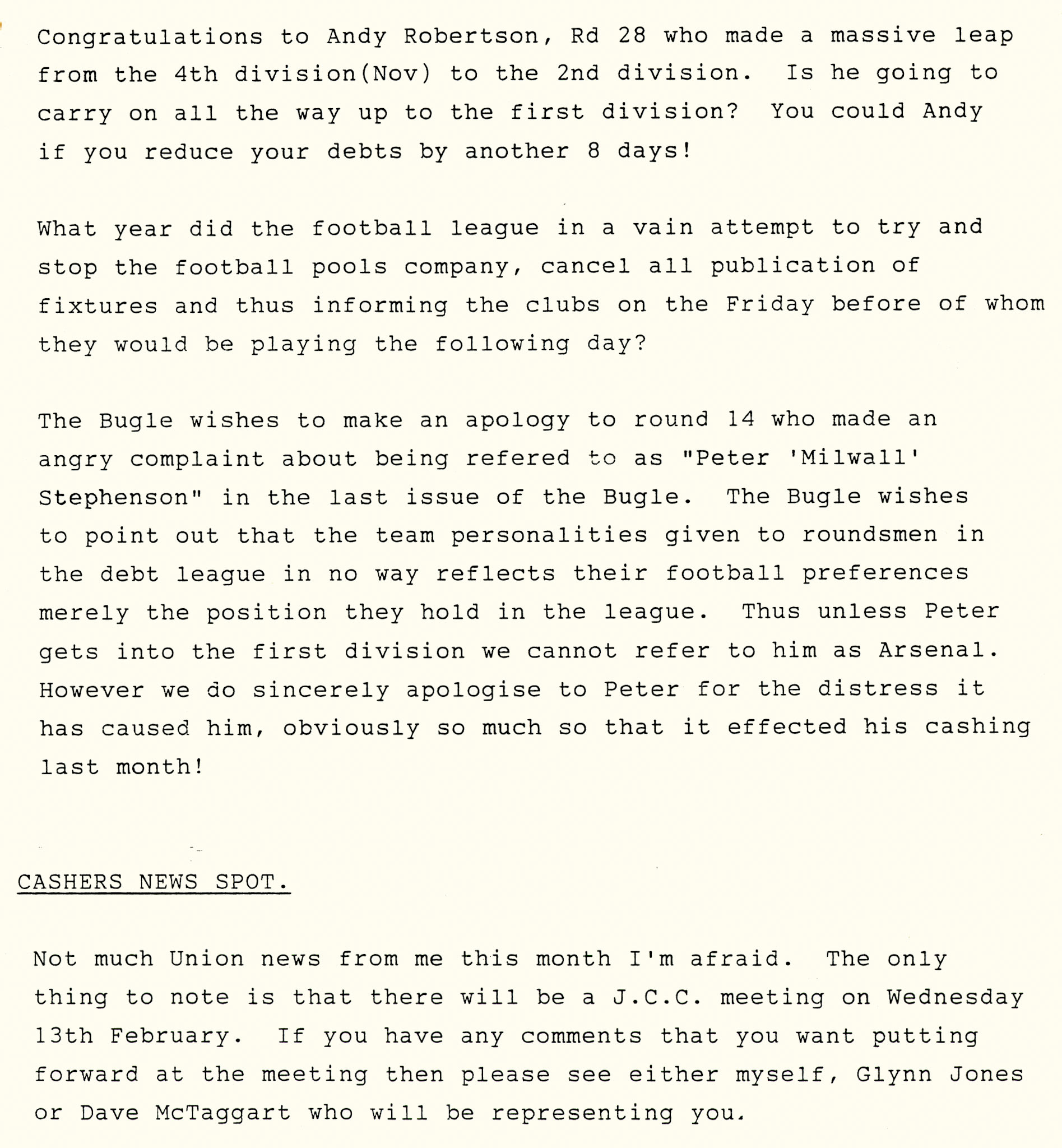 1991 Bloomsbury. The 'Bloomsbury Bugle' newsletter produced in-house for depot staff. (Courtesy Michael Aldread)