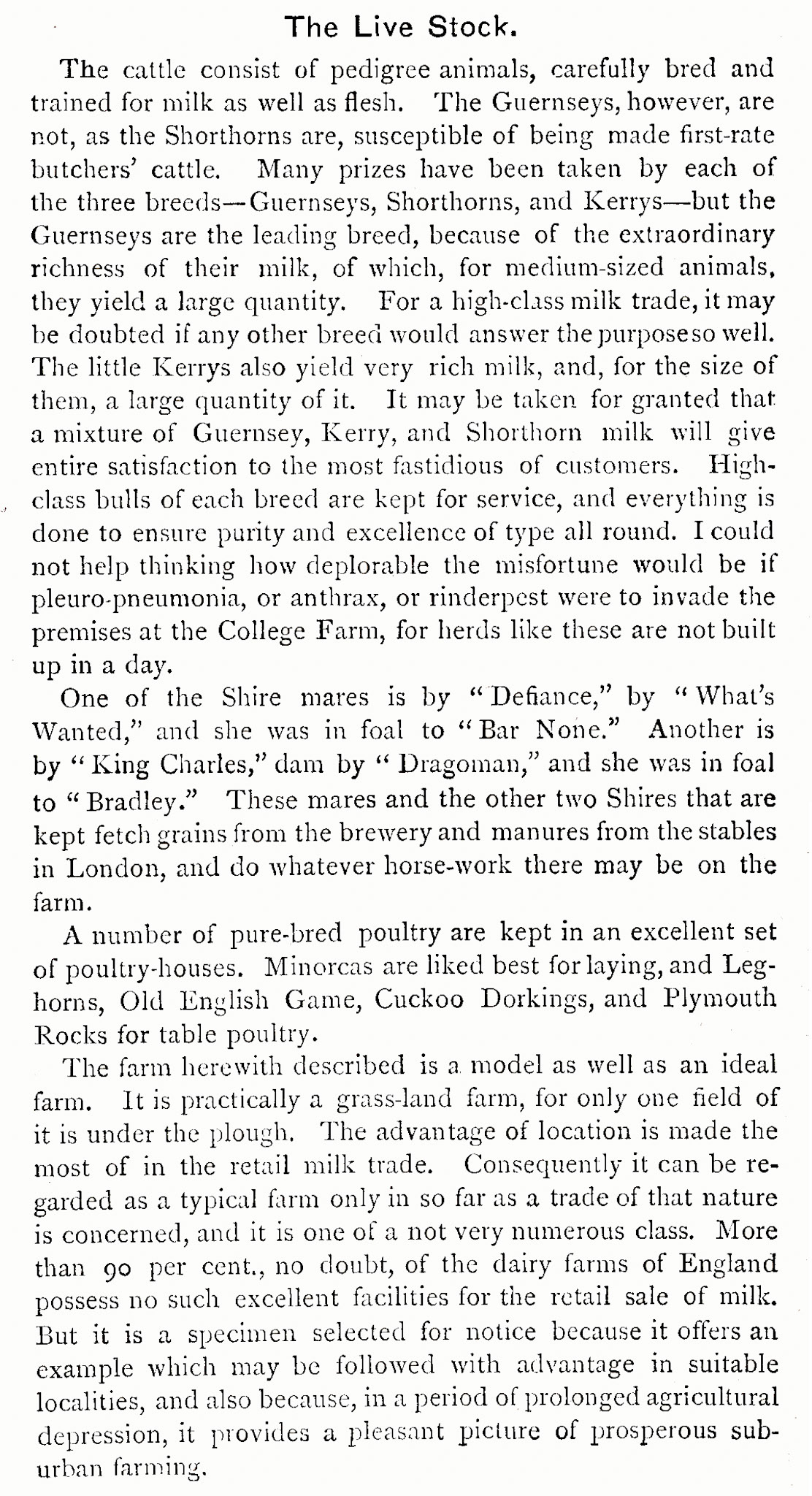 1896 "An Ideal Dairy Farm' Chapter 1 of 'British Dairying' by Prof. J.P. Sheldon, Second Edition.