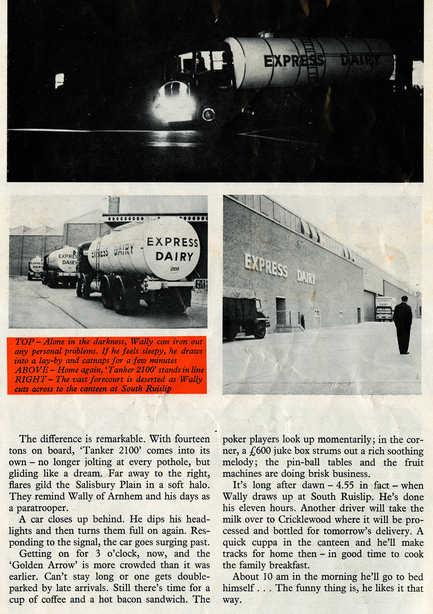 1959 Overnight milk haulage from South Ruislip to Frome and return