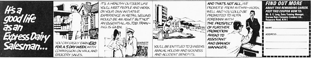 1960 Daily Mirror advertisement for milkmen