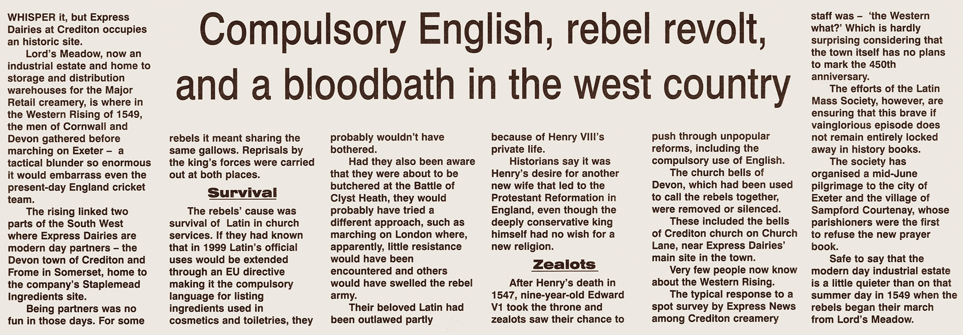 1999 History of Credton Dairy site, from Express News. (Courtesy Michael Aldread)