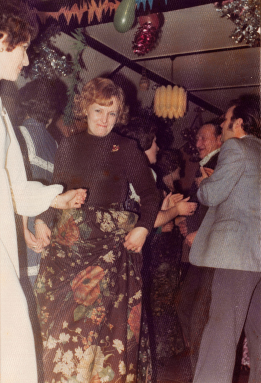 198? Minsterley Christmas Party. Barbara Jones,  Doreen Bishton nee Lakelin, Ken Roberts, Graham Bromley (Joe Lyons Collection)