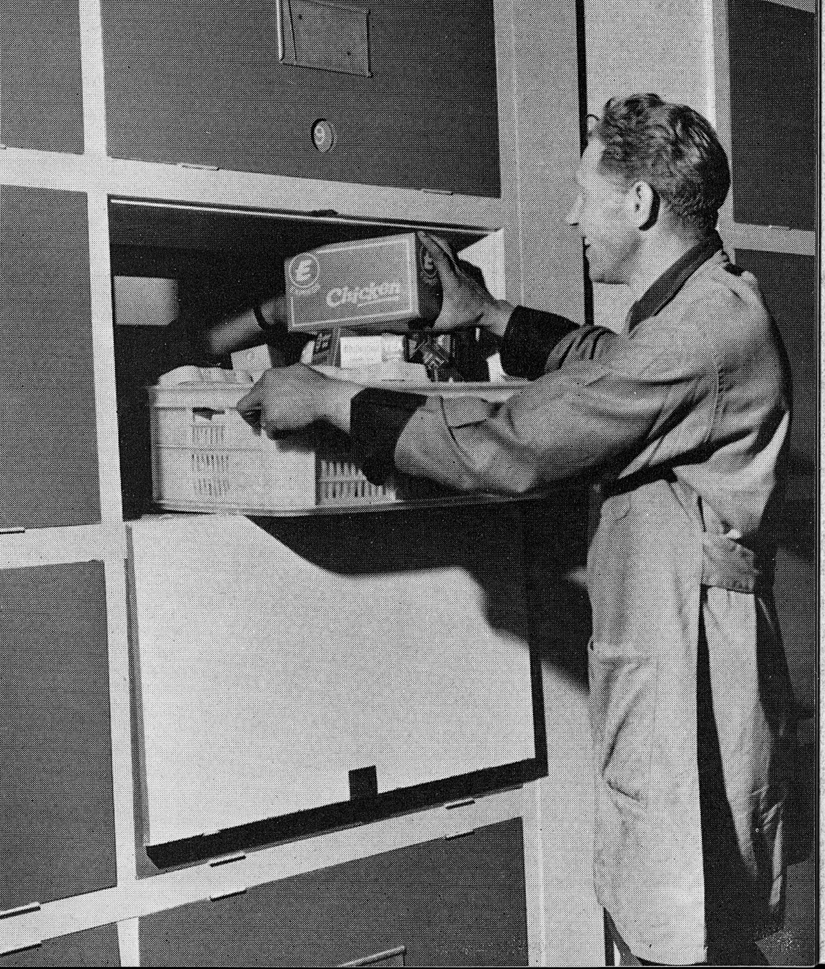 1966 Hillsborough, Sheffield Depot. Albert Beresford collects his order from the servery. (Express News Summer 1966)