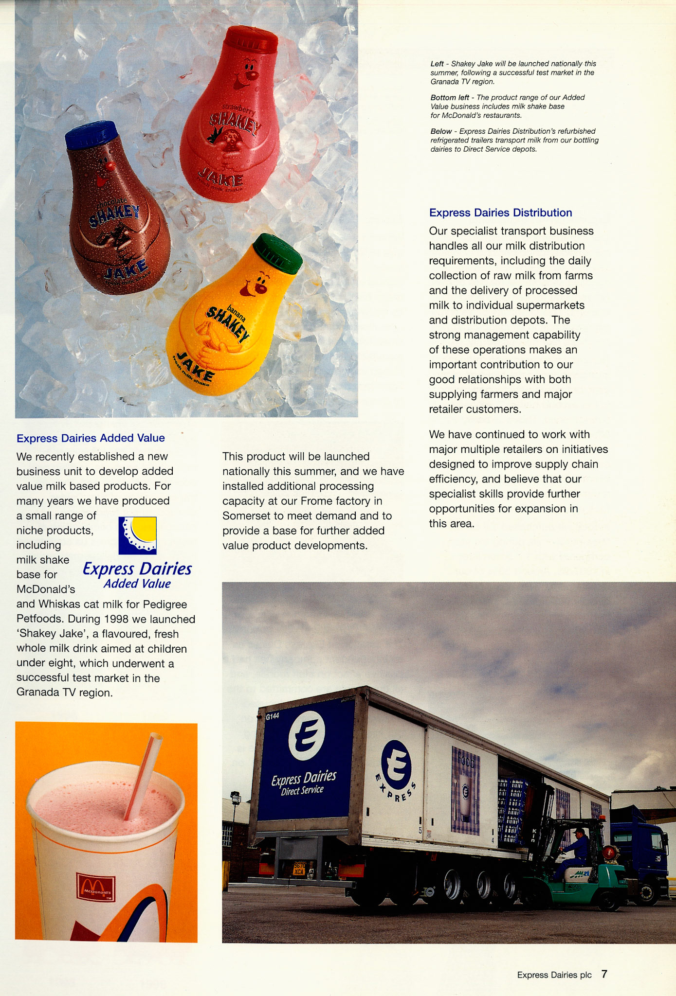 1999 Express Dairies plc Annual Report Page 7 (Courtesy Paul Smith)