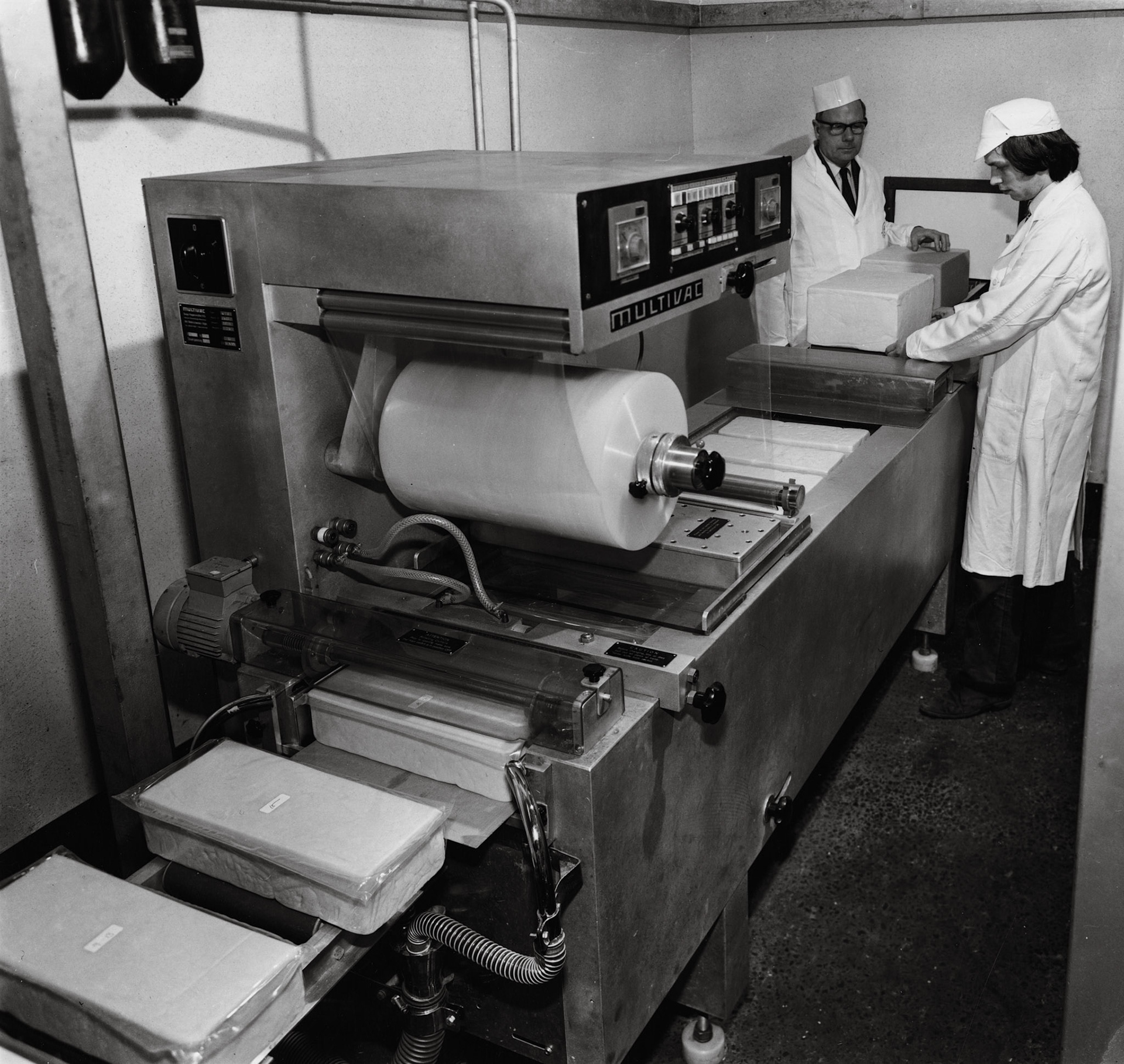 1970's Cheese block wrapping. Chris Wareham comments "Bob McKill in the background, must be Ruyton." (Courtesy Tim Gray)