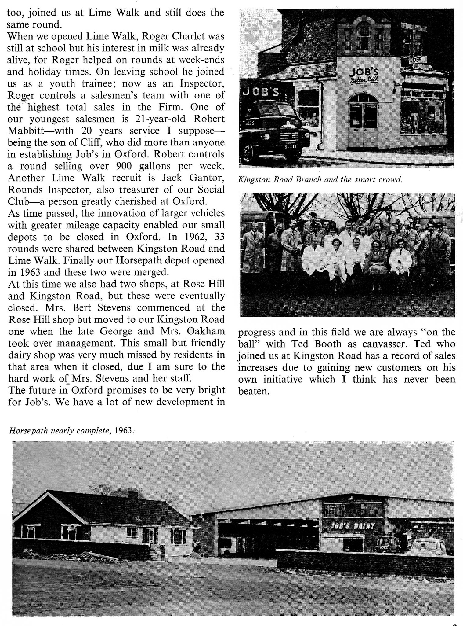 1967 History of Oxford Retail Depot. (Courtesy Roberts Foundation, Book of Job)