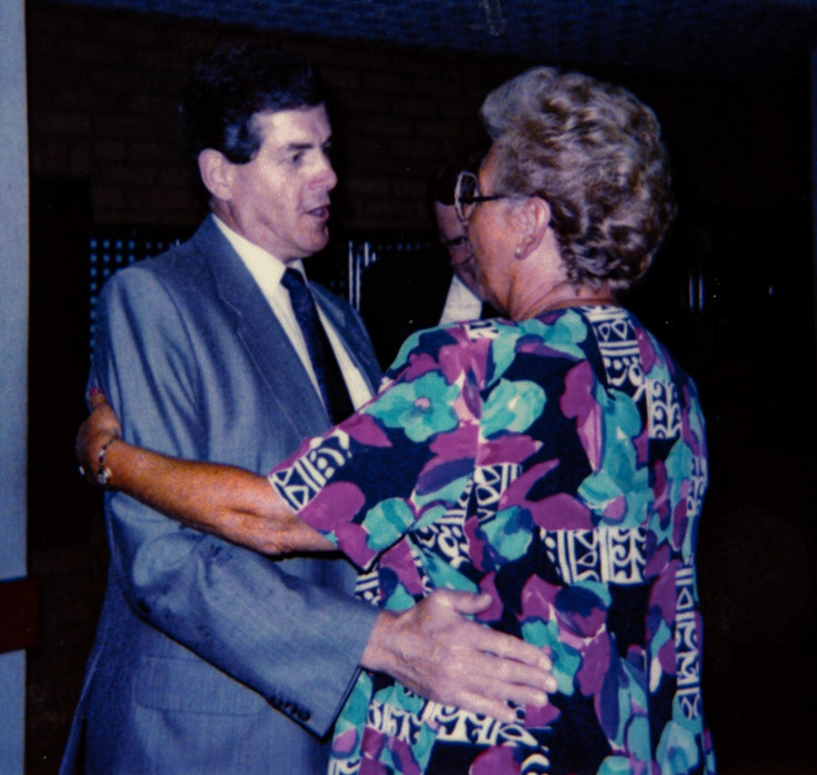 1992 June - Beryl Purslove's retirement party (30th June) Chris Austen with Beryl