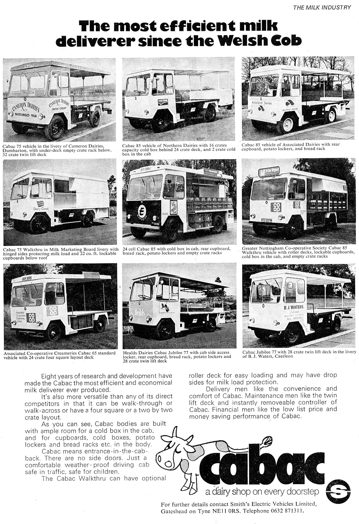 1978 Cabac floats advertised in 'The Milk Industry' magazine. (The Milk Industry, June)