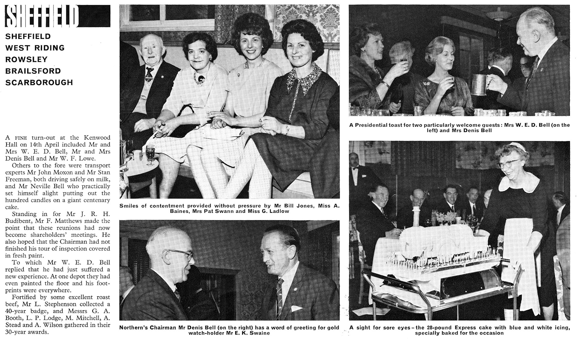 1964 Sheffield Long Service Dinner, with staff from Sheffield area, Rowsley and Brailsford Creameries. From August 'Express Extra' newsletter (Courtesy Paul Luke)