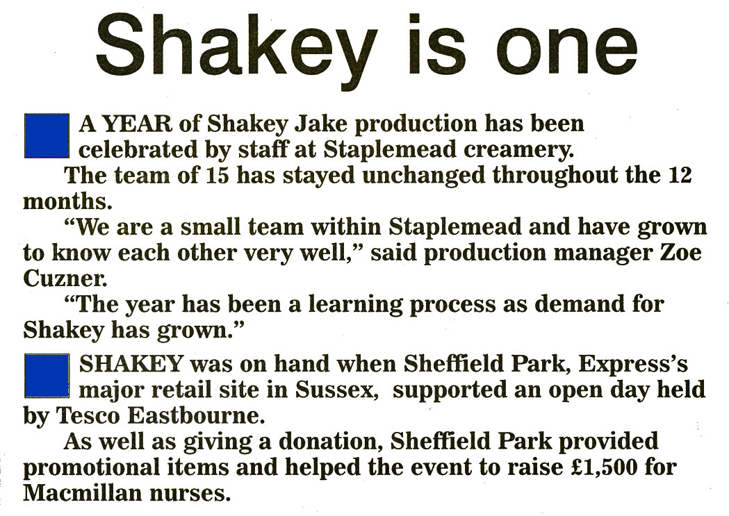 2000 Staplemead 'Shakey Jake' Production Manager Zoe Cuzner heads a team of 15 staff. The brand name was used at Sheffield Park at an open day for charity. (Express News October, courtesy Paul Luke)