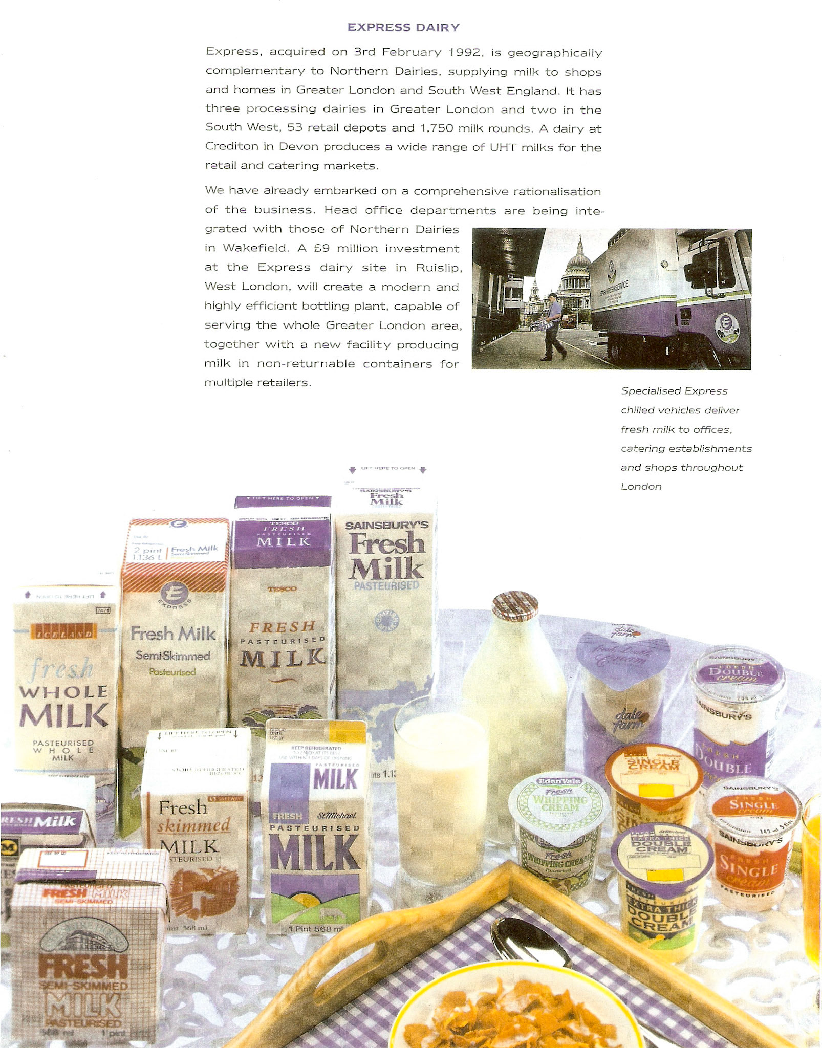 1992 Northern Foods takeover of Express liquid milk and Crediton dairies (Courtesy Paul Luke)