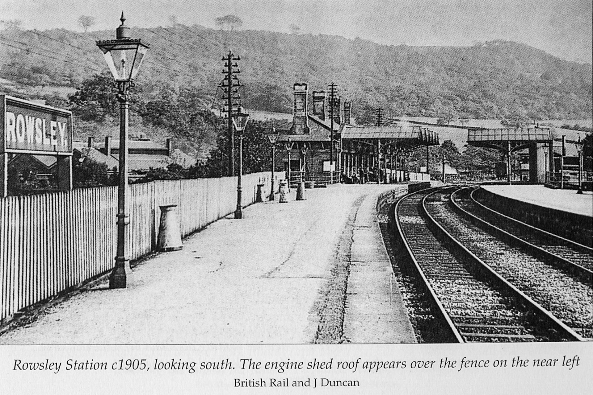1905 Rowsley Station with the engine sheds on the left, later the Express creamery. (Courtesy 'Dales Life in the Devonshire and Rutland Villages' by Keith Taylor, County Books, image by:British Rail and J Duncan)