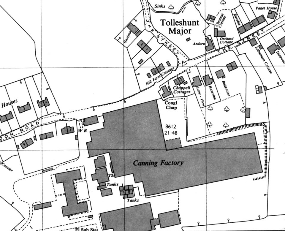 1960 OS Map, showing the location of the canning factory (Courtesy David Newman)