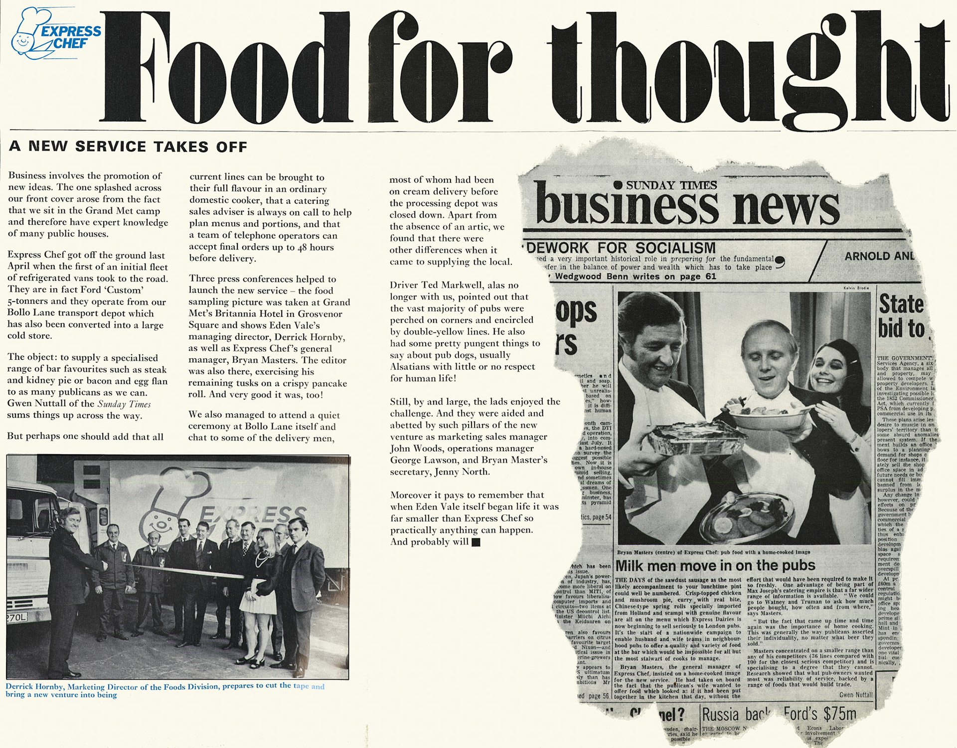 1973 Bollo Lane-launch of 'Express Chef' to supply pub food in the London area. (Express News Summer)