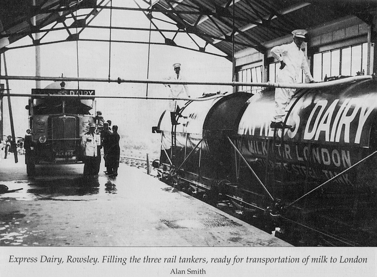 1930's? Rowsley-filling milk tankers for transportation to London. (Courtesy 'Dales Life in the Devonshire and Rutland Villages' by Keith Taylor, County Books, image by: Alan Smith)