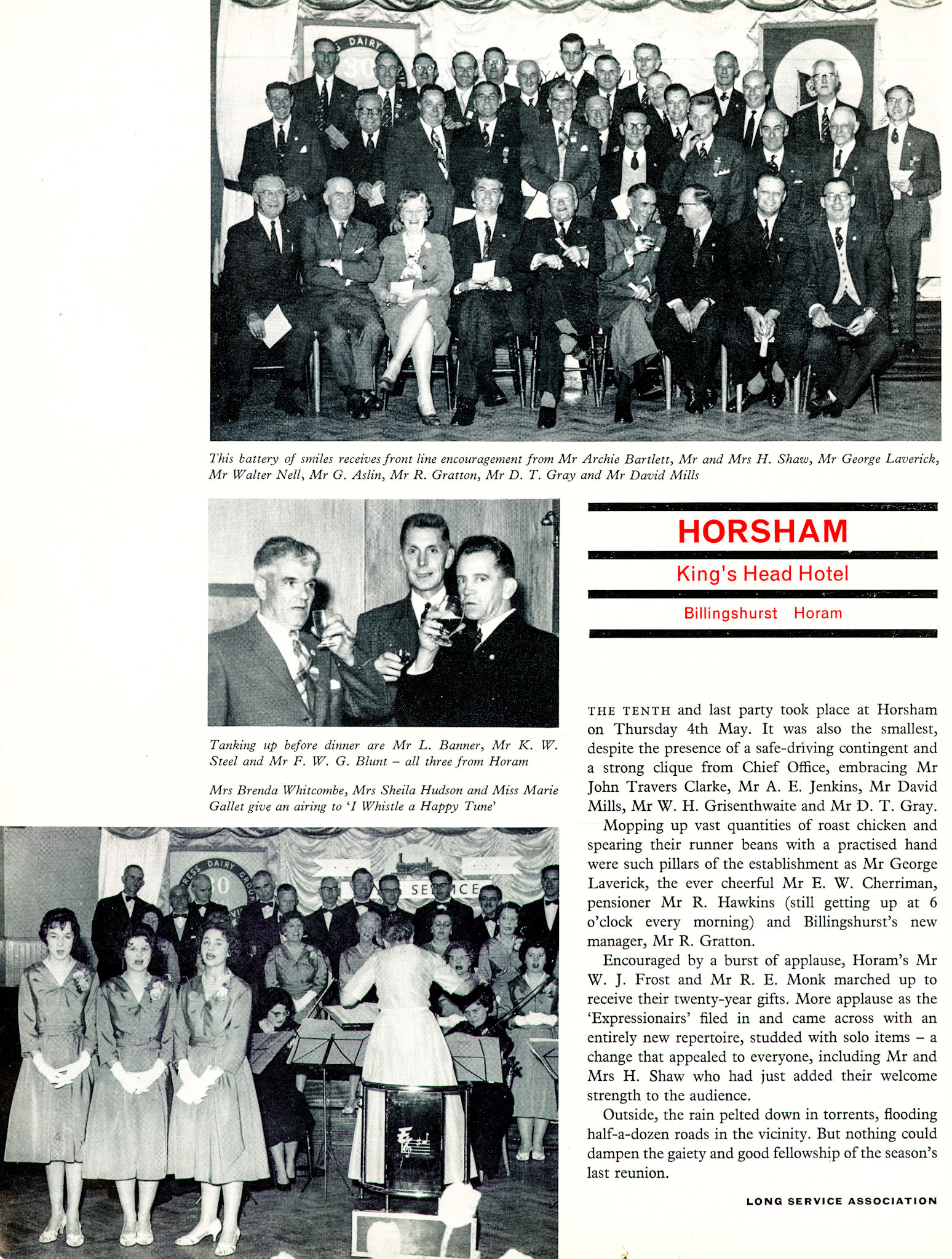 1961 Billingshurst and Horam Long Service Dinner at Horsham. (LSA Annual Review)