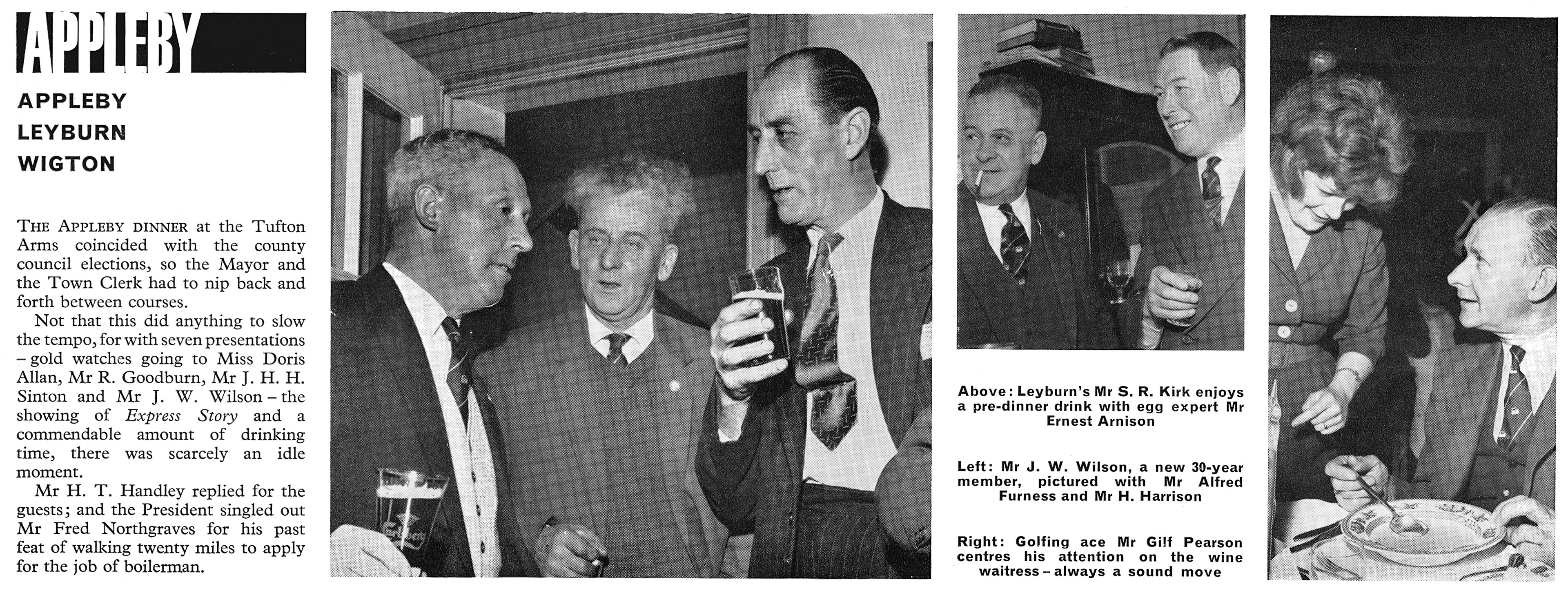 1964 Appleby Long Service Dinner at the Tufton Arms, with guests from Appleby, Leyburn and Wigton. From August 'Express Extra' newsletter (Courtesy Paul Luke)