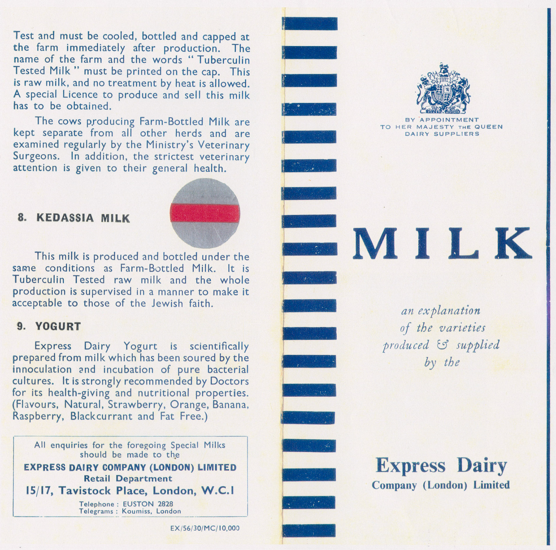 1950s? Express customer leaflet explaining types of milk. (Courtesy Paul Luke)