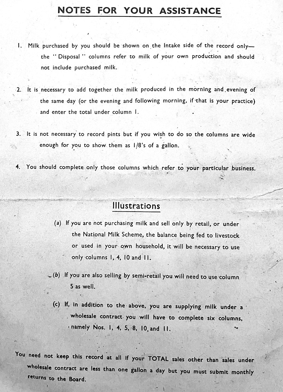 1947-48 MMB Daily Milk Intake and Disposal Record, used by Producer Retailers. (Courtesy P Simmons Antiques, eBay)