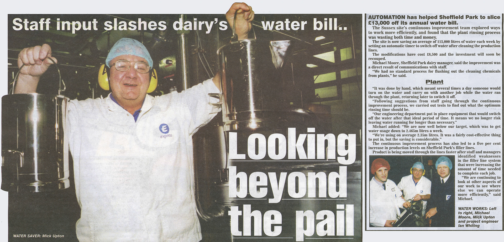 2003 Sheffield Park water-saving success with Michael Moore, Mick Upton and Ian Whiting. (Express News February, courtesy Paul Luke)