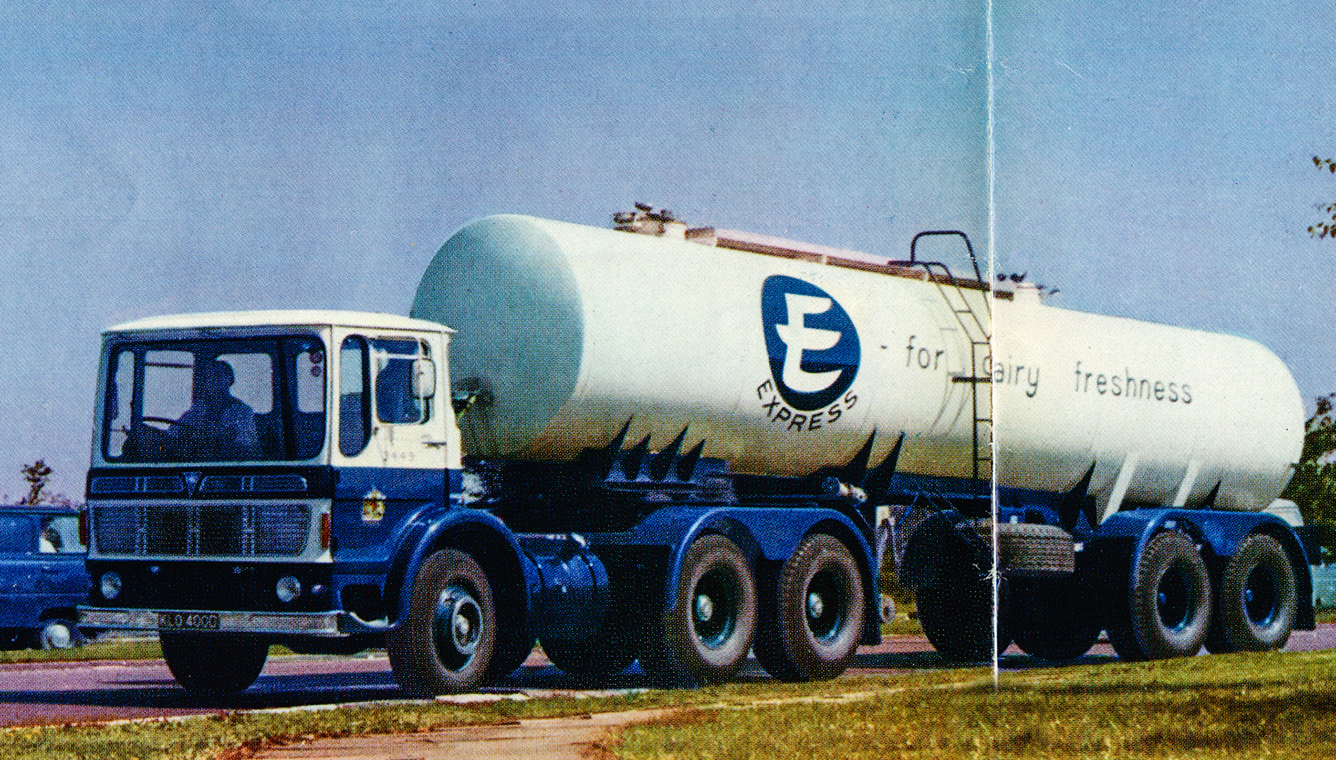1967 10-wheel articulated tanker with AEC Mammoth Major tractor, ferrying milk from country creameries to London bottling centres, holding 4500 gallons