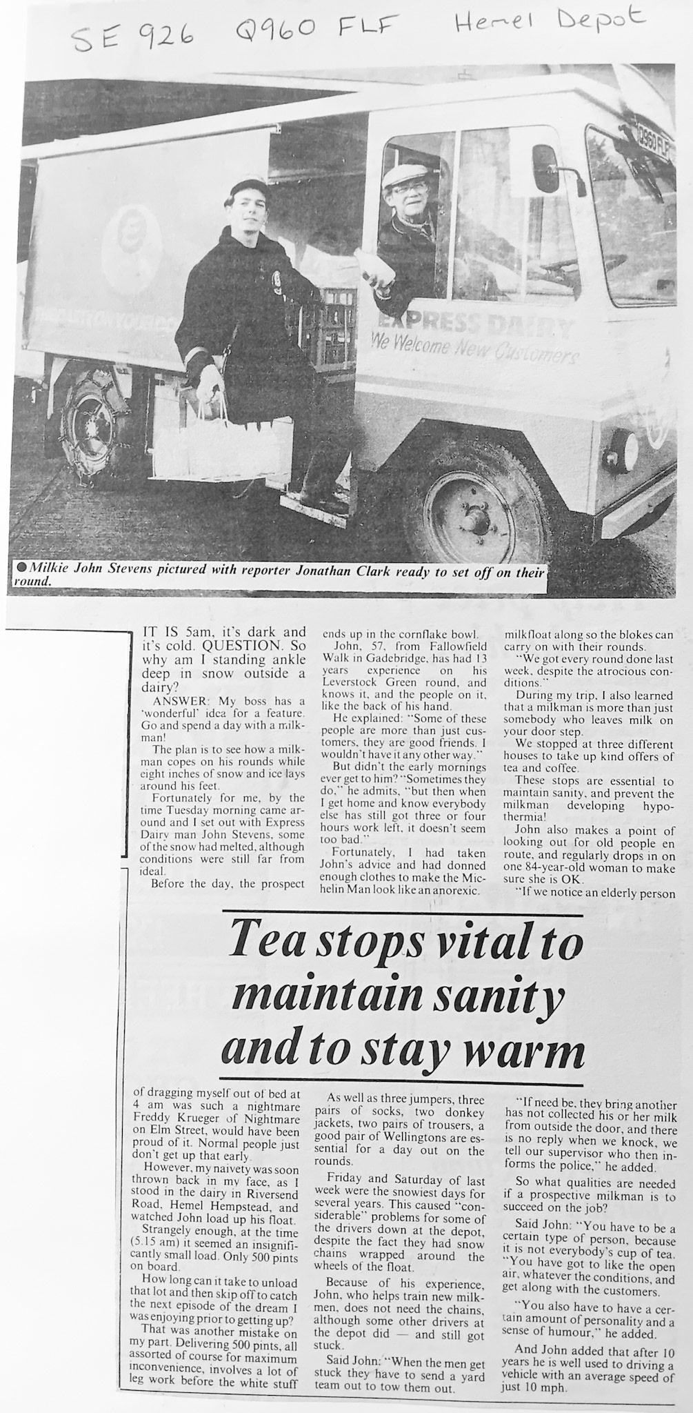 1990's? Hemel Hempstead milkman John Stevens. (Courtesy Paul Smith)